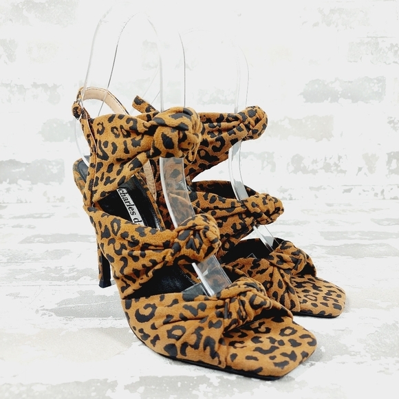 NEW Charles David Vinnie Leopard Print High Heeled Buckle Sling Back Sandal M915 - Picture 4 of 13